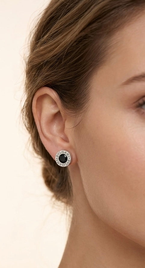 ARETES NEGRO PLATA BVLGARI